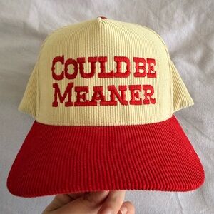 NWOT Red and Cream Cap with Bold Text
